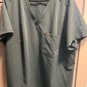 Figs Teal V-Neck Short Sleeve Top
